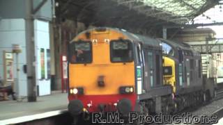 DRS's 20303 and 37087 erupt through Preston 25/02/12