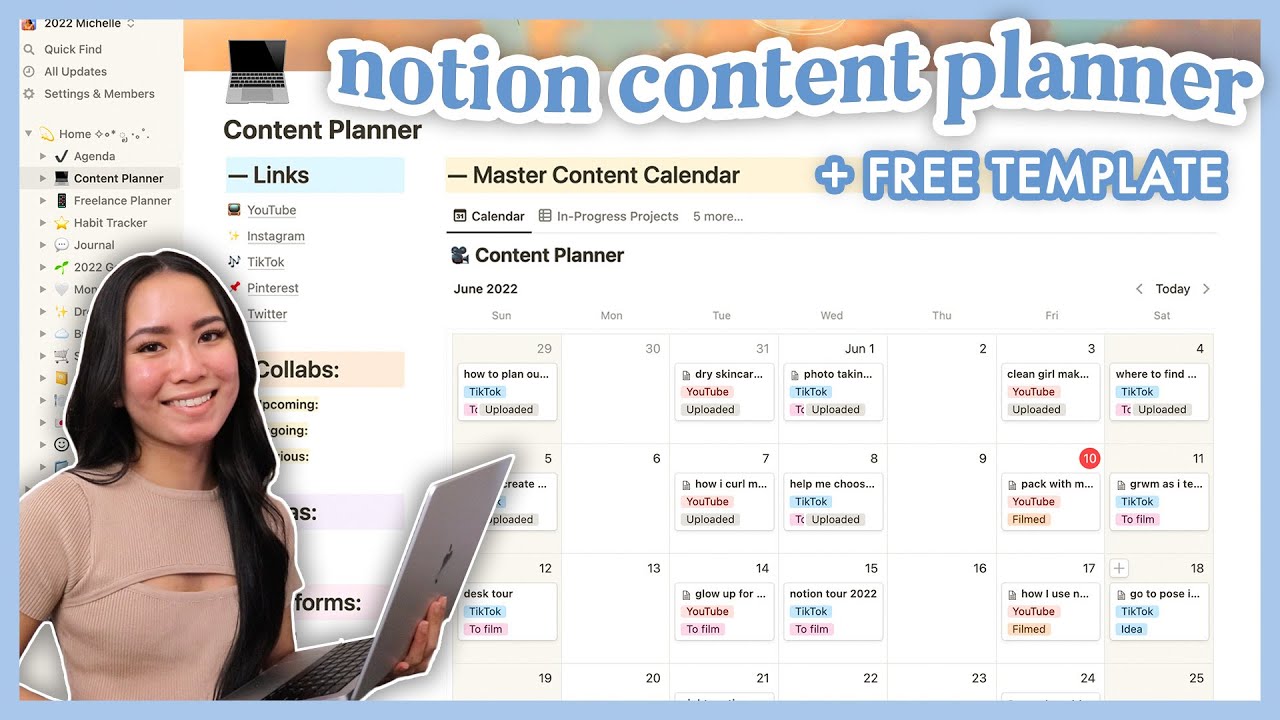 How To Use Notion 💻💡 Content Calendar Notion Tutorial + Free Template ...