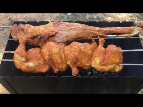 Mutton Leg & Chicken Legs Barbecue - Awesome Full Goat Leg Barbecue Mutton Leg & Chicken Legs Barbecue - Awesome Full Goat Leg Barbecue