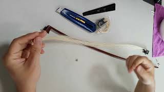 Self-taught amateur rehairs violin bow with DIY pack w/o special tool, Test w/ Paganini caprice No.5