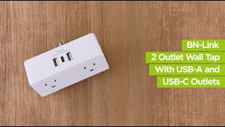 BN-Link 2 Outlet Wall-Tap with USB-A and USB-C Outlets