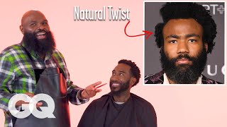 Childish Gambino's Natural Hair with a Part Haircut Recreated by a Master Barber | GQ