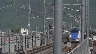 北陸新幹線上田駅 E7系F9編成かがやき504号＆E2系N5編成あさま603号 150506 HD 1080p