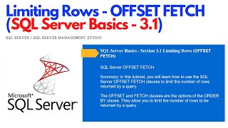 How to limit rows using OFFSET FETCH (Beginners Guide) | SQL Tutorial