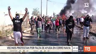 Vecinos de campamento en Cerro Navia protestan por falta de ayuda en medio de crisis sanitaria