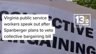 Virginia public service workers speak out after Spanberger plans to veto collective bargaining bill