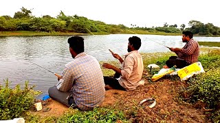 DOUBLE Strike! Catching Variety of Fishes by GROUP Fishing in Lake | Amazing Hook Fishing Technique