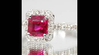 ミャンマー産エメラルドカットルビー ダイヤモンドリング R 1.54ct D 0.47ct Pt950 GIA鑑別書付 Ruby Diamond Ring