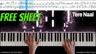 Tere Naal Piano Instrumental Tutorial | Darshan Raval | Notes |  Cover