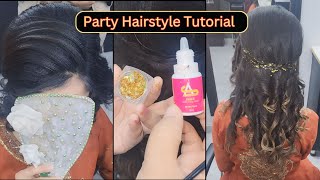 Curly hairstyle with sidepuff for wedding  by lashes beauty parlour