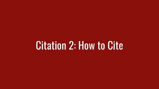 Citation 2: How to Cite