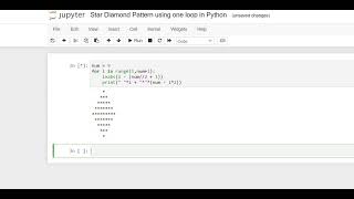Star Diamond Pattern Using One Loop in Python