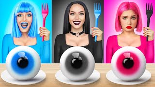 Pink VS Blue VS Black Food Color Challenge | Tasty Wars One Color Food 24 Hours by RATATA POWER