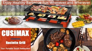 CUSIMAX Raclette Grill Electric Grill Table, Portable 2 in 1 Korean BBQ Grill Indoor