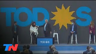 El momento en el que Cristina Kirchner acaparó el micrófono durante el discurso de Alberto Fernández