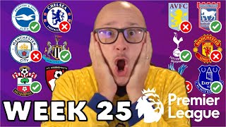 2024/25 PREMIER LEAGUE PREDICTIONS - WEEK #25