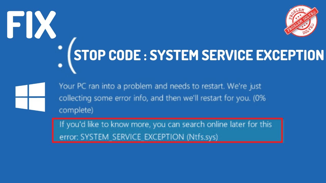 NTFS.sys синий экран Windows 10. Код остановки System service exception. Stop code System service exception. Ошибка System service exception Windows 10.