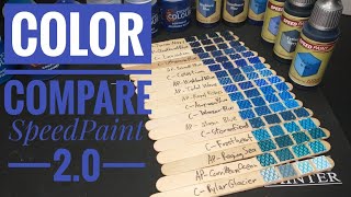 Color Compare: Blue SpeedPaint 2.0 and Contrast Colors from The Army Painter and Citadel Color