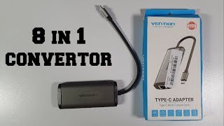 Vention CNDHB Type-C to HDMI USB3.0 RJ45 SD TF PD Converter 8-in-1 Unboxing/review