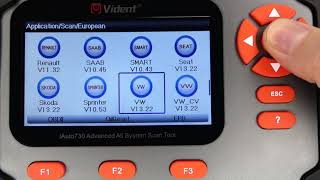 Vident i730AU OBD Diagnostic Scan Tool For VW Menu Vehicle List