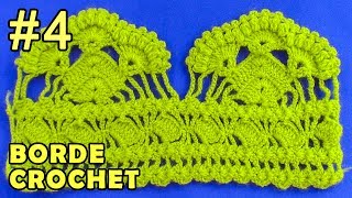 Borde #4 tejido a crochet, fácil de hacer en punto abanicos de garbanzos