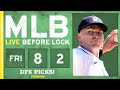 MLB DFS Picks Today 8/2/24: DraftKings, FanDuel & PrizePicks Baseball Lineups | Live Before Lock