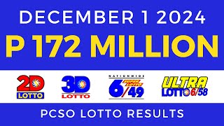 Lotto Result Today 9pm December 1 2024 PCSO