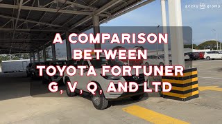 Toyota Fortuner Variants Comparison (G,V,Q,LTD) Spot the difference