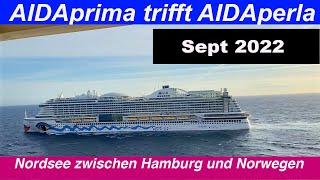 AIDAperla trifft AIDAprima mitten auf der Nordsee