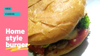 Home Style Burger |capsicum stuffed veg cheese |leaf food