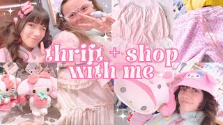 THRIFT \u0026 SHOP WITH ME ♡ pink , sanrio , kawaii jfashion finds! 🎀