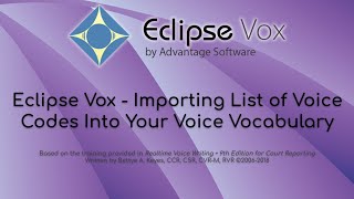 Eclipse Vox - Importing List of Voice Codes into Your Voice Vocabulary