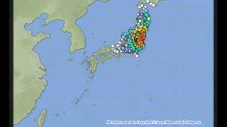 東北地方太平洋沖地震（全国地震発生分布図）2011/04/10～11