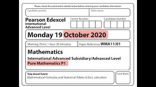 Edexcel IAL Maths - P1 - October 2020