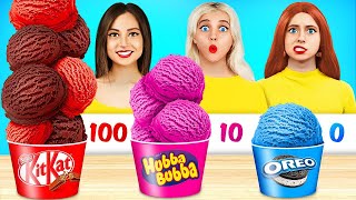 100 Layers Food Challenge | 1, 10 or 100 Layers of Bubble Gum vs Chocolate Food by Turbo Team