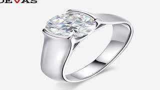 OEVAS Real 2 Carat D Color Moissanite Wedding Rings For Women 18K White Gold Plated 100% 9