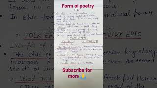 Epic||Form of poetry||English literature||important for BA,MA,Ugc Net,TGT,PGT