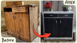 This didn't look like much but was in TERRIBLE condition || Antique Wooden Cabinet Restoration DIY♻️