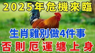 2025年危機來臨，生肖雞4件事不宜做，否則厄運纏上身，千萬要牢記！【佛語禪音】#生肖 #命理 #運勢 #屬相 #風水