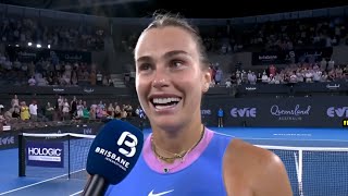 Aryna Sabalenka Interview after beating Yulia Putintseva to reach Brisbane QF