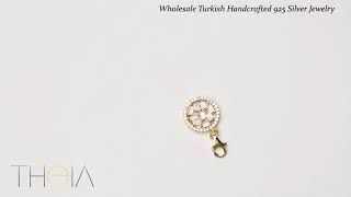 Round With Baguette Stone Charm Wholesale Handmade Turkish 925 Silver Sterling Jewelry