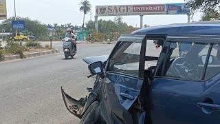 Accident between Tata Tigor and Maruti Suzuki Ignis, on NH-46 near SAGE univercity Bhopal. #travel