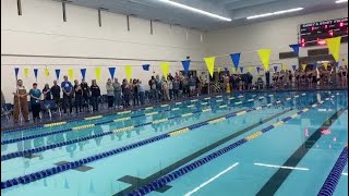 Technical difficulty results in patriotism Emory and Henry College swim meet