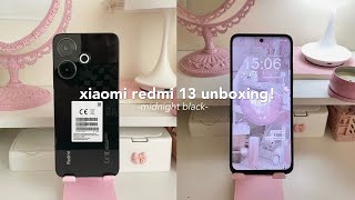 Unboxing Xiaomi Redmi 13 + Setup | Midnight Black 🖤🌸