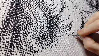 #Monocrom#kreuzsticken #monocrom #art #crossstitch #hobby Cavaliere King Charles Spaniel FINISH