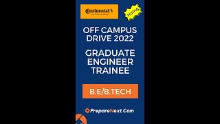 Continental Off Campus Drive 2022 | Graduate Engineer Trainee | IT Job | Engineering Job | Bangalore
