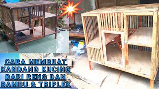 Membuat kandang kucing dari kayu dan bambu || Simple cat cage || How to make cat cage