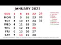 january calendar 2023