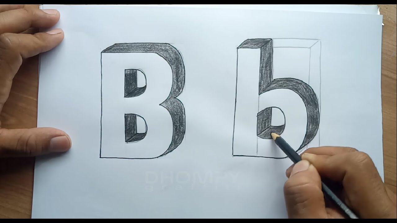 Belajar Menggambar Huruf B 3D Untuk Pemula - YouTube