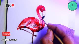 How to Draw a Flamingo with Watercolor Pencils || Flamingo Illustration || easy way || step by step